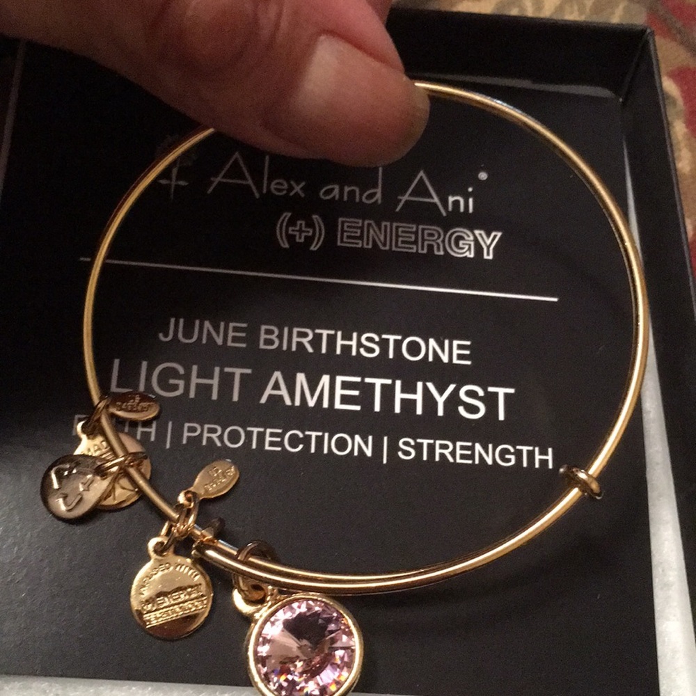 June birth stone  Alex and Ani gold tone bracelet